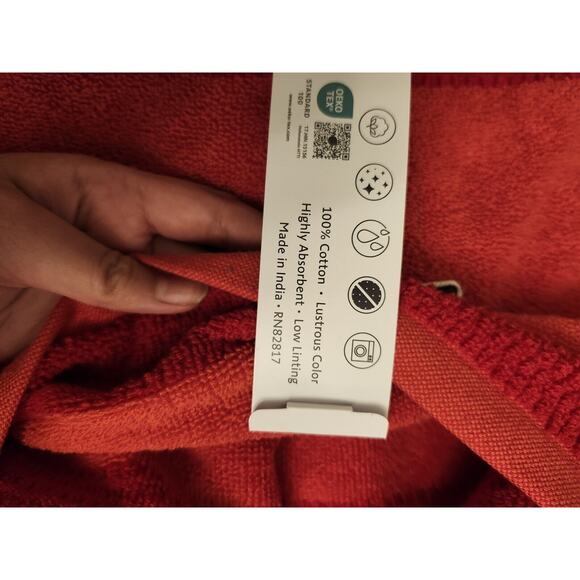 Lacoste Bath Towel 100% Cotton 30" x 52" Red Big Crocodile Logo A - Picture 2 of 5